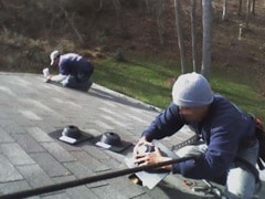 working on roof